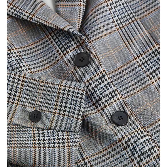 H&M Preppy Clueless Glenn Plaid Blazer Jacket Women XS Gray Officecore Tailored - Picture 4 of 13